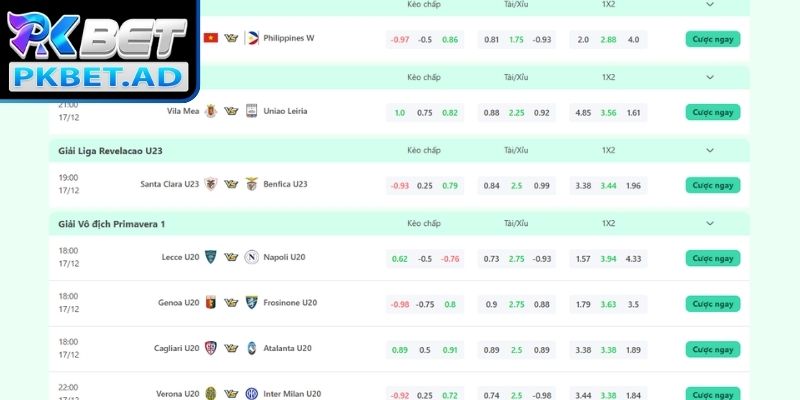 Đa dạng kèo nhà cái Pkbet